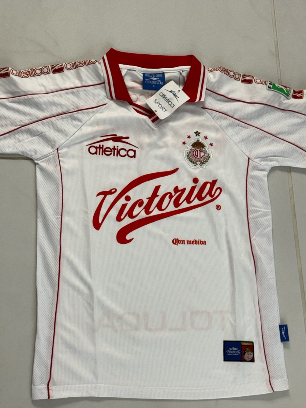Toluca small retro jersey new' White & Red Victoria Soccer Jersey